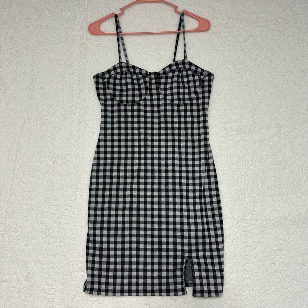 Just Polly Gingham Dress‎ Black White Cami Womens M/L Bustier
